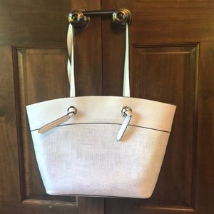 Large White and Silver Shoulder Bag